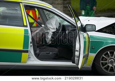 Volvo V40 Ambulance Wrecked In Collision While On Emergency Call