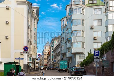 Moscow, Russia - July 24. 2017. The Big Golovin Lane An old street in the center of the city