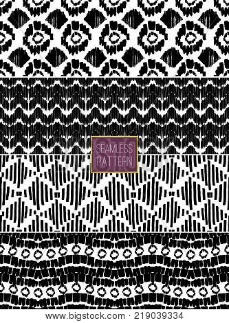 Set trendy tribal seamless pattern. African repeat ornament. Vector illustration eps 10.