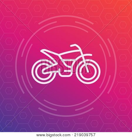 offroad bike, motorcycle linear icon, vector pictogram