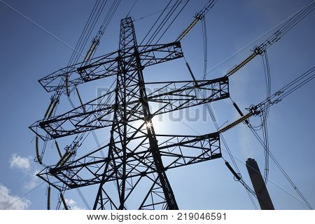 Electricity Pylons At Drax Power Station Yorkshire England