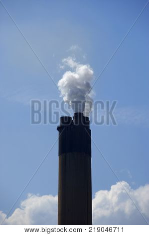 EGGBOROUGH POWER STATION CHIMNEY CLOSE UP YORKSHIRE ENGLAND