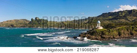 180 degree panorama of beaches and mountains in the Dominican Republic near Puerto Plata.