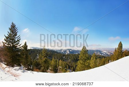 bogus basis ski resort in boise idaho above the city during winter 