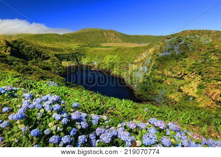 Lake Comprida on Flores Island, Azores, Portugal, Europe