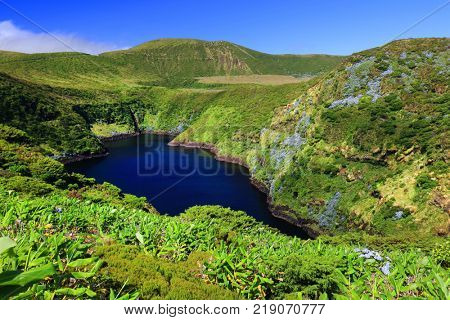 Lake Comprida on Flores Island, Azores, Portugal, Europe