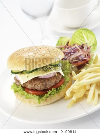Burgare med pommes frites