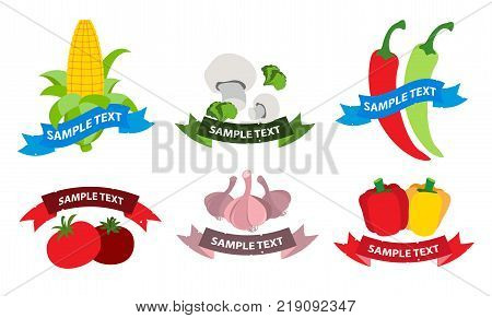 Set of logos vegetarian food, vegetables, healthy food