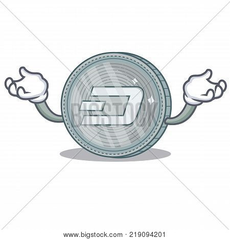 Hand up Dash coin character cartoon vector illustration