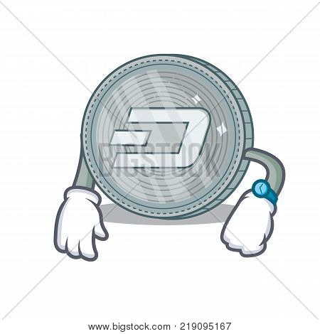 Waiting Dash coin character cartoon vector illustration