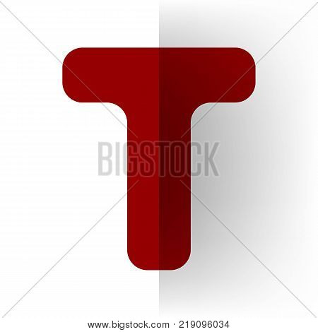 Letter T sign design template element. Vector. Bordo icon on white bending paper background.