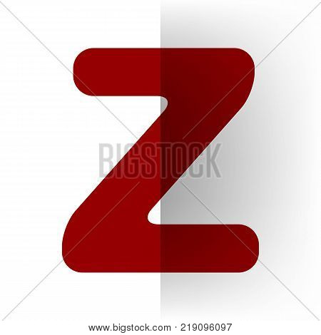 Letter Z sign design template element. Vector. Bordo icon on white bending paper background.