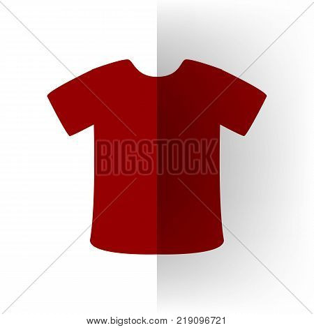 T-shirt sign. Vector. Bordo icon on white bending paper background.