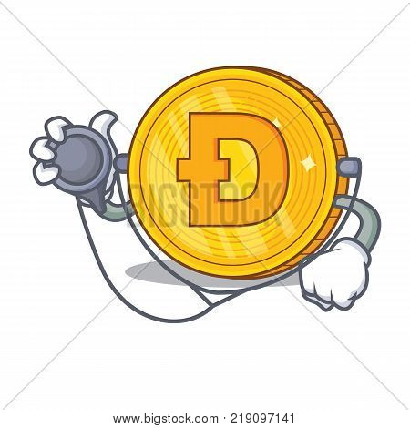 Doctor Dodgecoin character cartoon style vector illustration