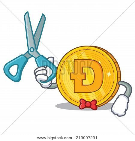 Barber Dodgecoin character cartoon style vector illustration