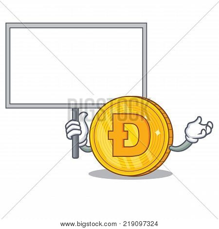 Bring board Dodgecoin character cartoon style vector illustration