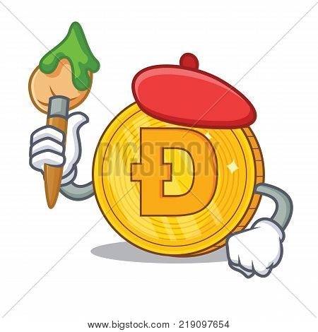 Artist Dodgecoin character cartoon style vector illustration