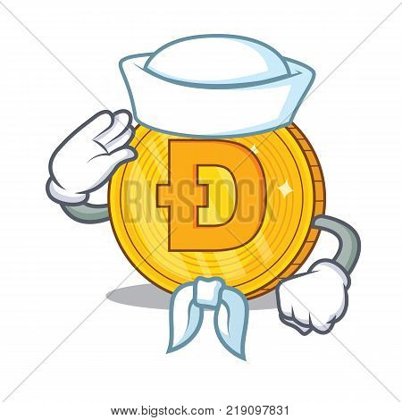 Sailor Dodgecoin character cartoon style vector illustration