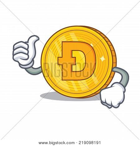 Thumbs up Dodgecoin character cartoon style vector illustration