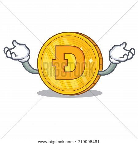 Hand up Dodgecoin character cartoon style vector illustration