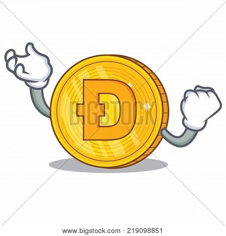 Successful Dodgecoin character cartoon style vector illustration