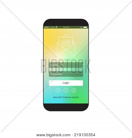 Web User Interface With Login Sign In Form On Cell Smart Phone Screen Flat Vector Illustration