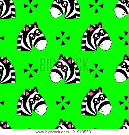 Cute Kids Zebra Pattern For Girls And Boys. Colorful Zebra, Stars On The Abstract Background Create