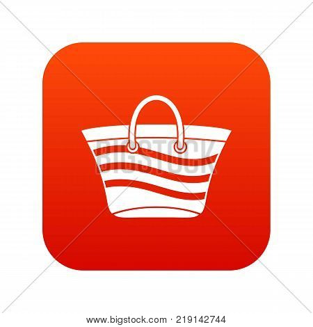 Women beach bag icon digital red for any design isolated on white vector illustration