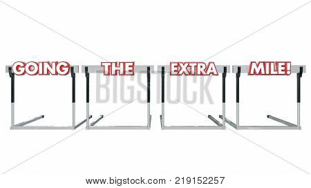 Going the Extra Mile Hurdles Further Jumping More Distance 3d Illustration