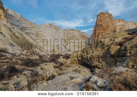 Beautiful mountain canyon in the desert. Boszhira in Ustyurt plateau, Kazakhstan