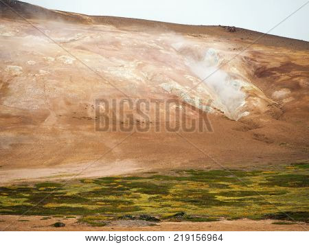 Iceland, base of the volcano with some termal well