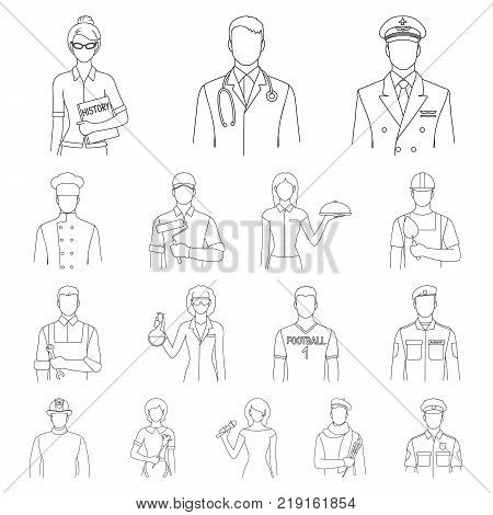 People of different professions outline icons in set collection for design. Worker and specialist vector symbol stock  illustration.
