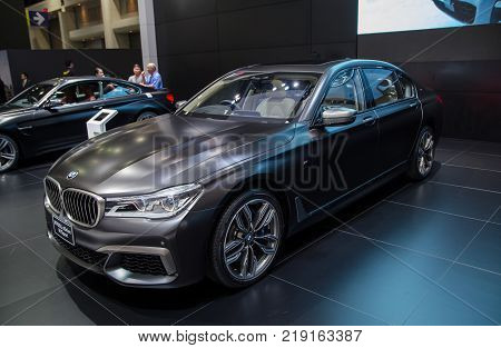 Bangkok Thailand - December 11 2017: BMW M760Li xDrive M Sport presented in Motor Expo 2017