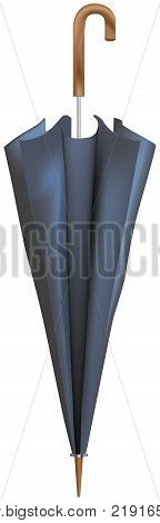 Closed classic male umbrella black umbrella. Vector parasol.
