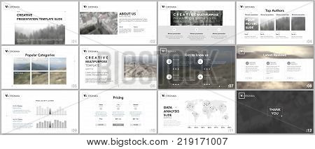 Minimal presentation templates. Simple geometric elements on white background for your portfolio template. Brochure cover vector design. Presentation slides for flyer, brochure, report, advertising