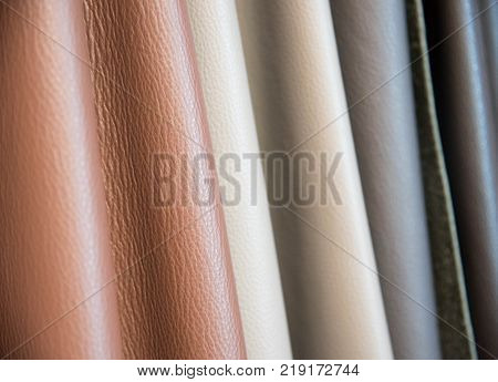 Color palette sample of leather material as a background.