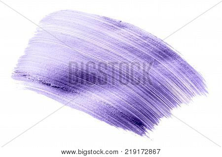 Beautiful textured Ultra Violet melallic strokes isolated on white background.