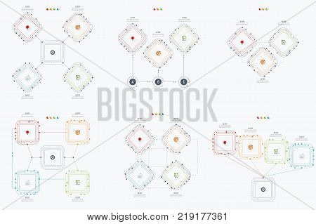 Set with infographics. Data and information visualization. Template. Stock vector. Dynamic infographics stylish geometric. element for design business invitations, gift cards, flyers and brochures