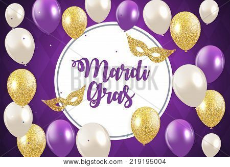 Mardi Gras Brochure Template.Celebration Greeting Card Backround. Vecor Illustration EPS10