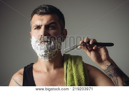 Haircut Of Bearded Man, Archaism.