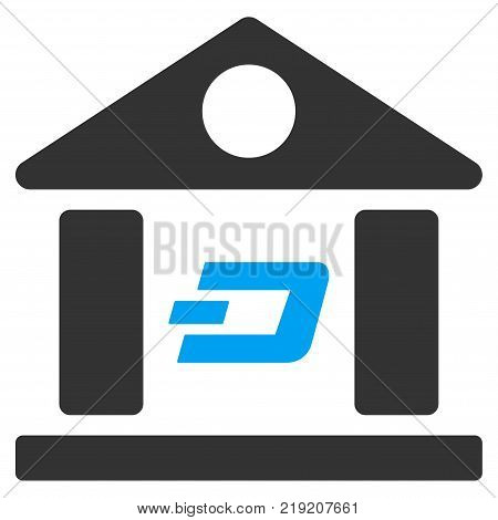 Dash Bank Building vector pictograph. Illustration style is a flat iconic bicolor blue and gray symbol on white background.