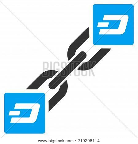 Dash Blockchain vector icon. Illustration style is a flat iconic bicolor blue and gray symbol on white background.