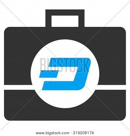 Dash Business Case vector icon. Illustration style is a flat iconic bicolor blue and gray symbol on white background.
