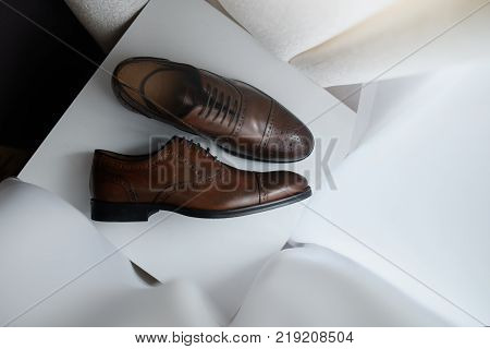 Bridal brown shoes for groom. For wedding event