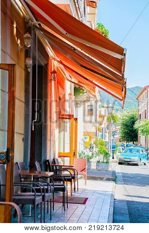 Sorrento Italy - September 30 2017: Street restaurant in Agerola Amalfi coast Italy