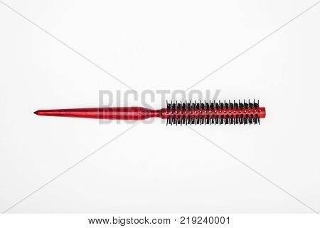 Professional Red Brown Round Comb for Hair on Isolated