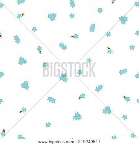 Seamless floral pattern forget-me-not blue flowers. Myosotis gentle flower pattern on white background, vector, eps 10