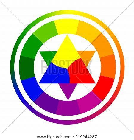 Vector illustration of color circle of twelve colors. Gradation of colors in the circle.