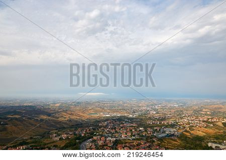 San Marino, Panoramic View Of The Local Surroundings.