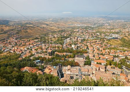 San Marino, Panoramic View Of The Local Surroundings.